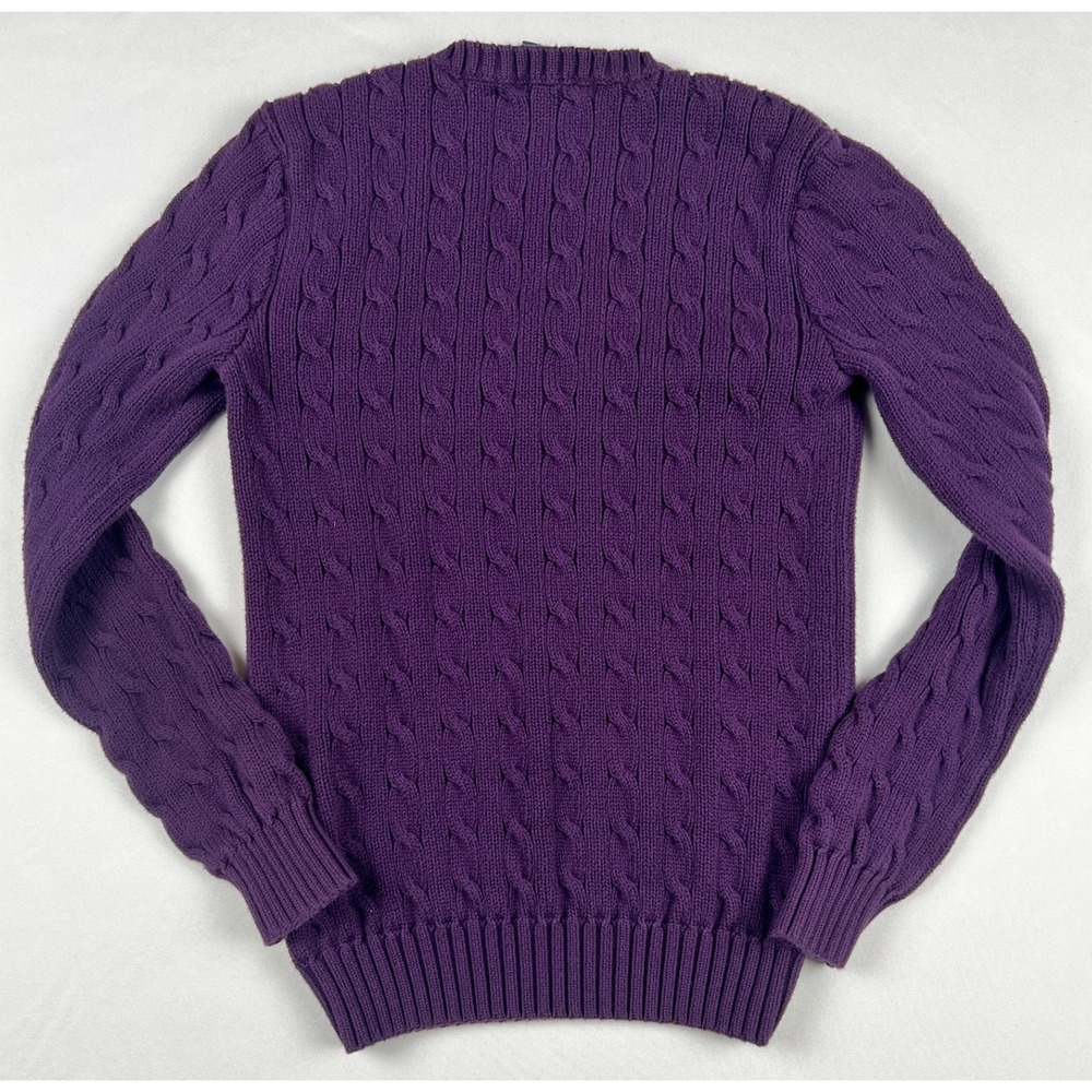 Vintage 90s Ralph Lauren Sport Cable Knit Sweater Women's Medium Classic Preppy - Picture 2 of 7